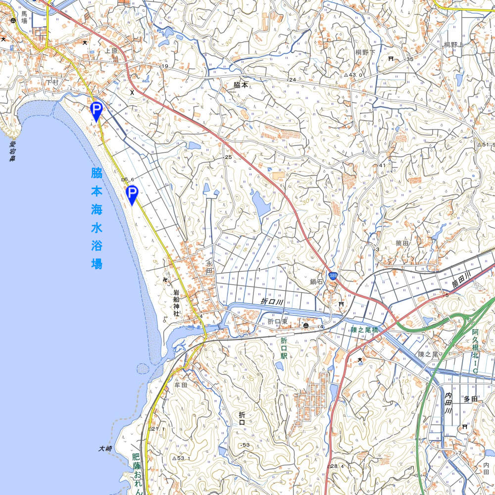 脇本海水浴場周辺地図